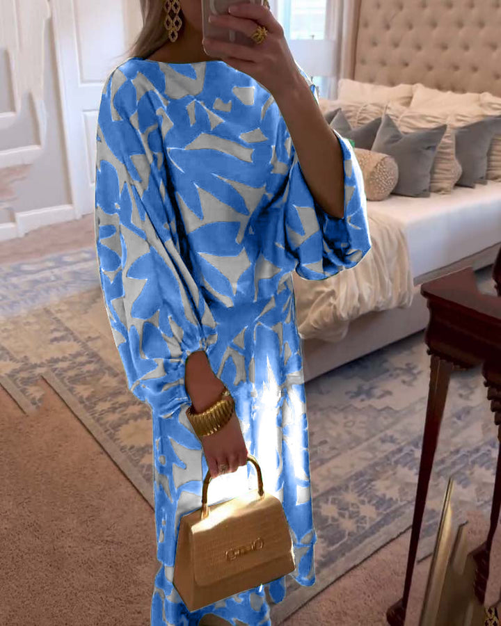 Mirabelle | Set Dress Casual Printed Lantern Sleeves Temperament