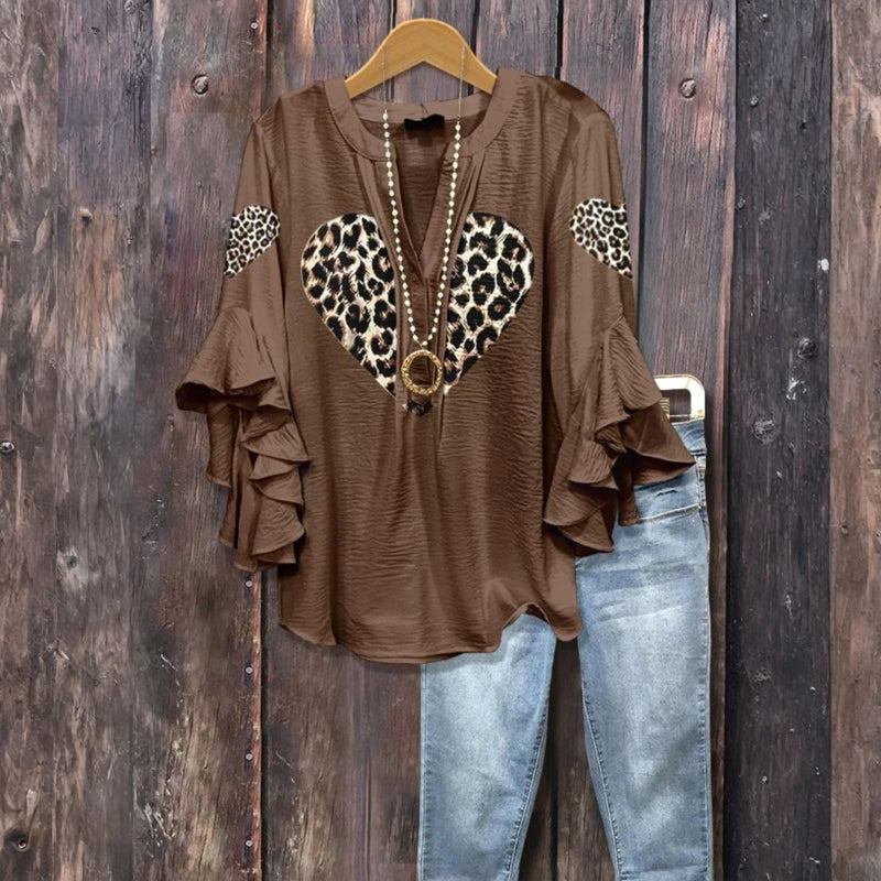 Ella | Vintage Blouse with Heart Print