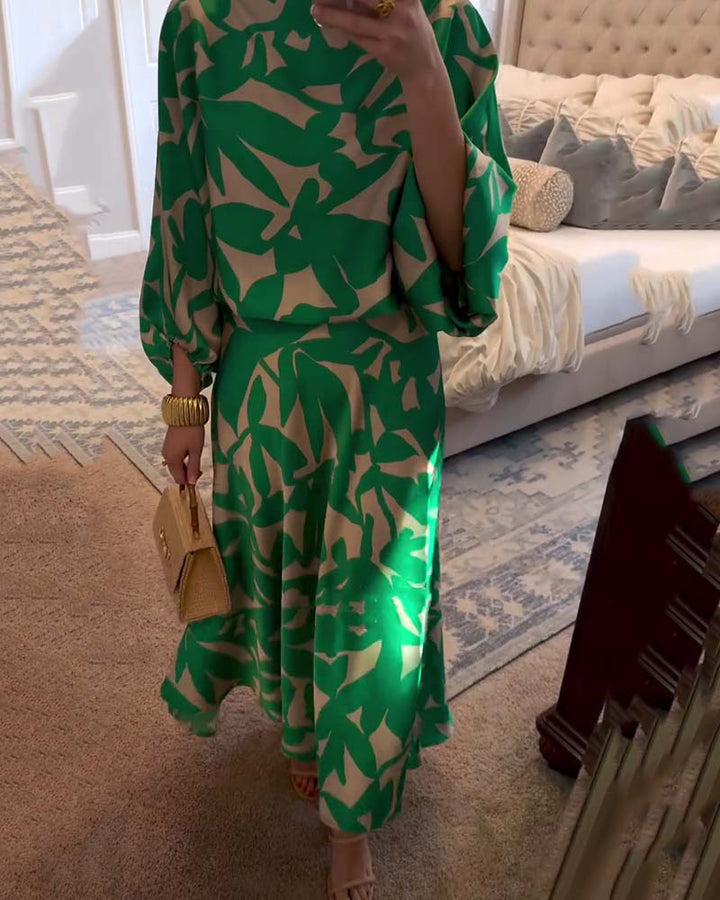 Mirabelle | Set Dress Casual Printed Lantern Sleeves Temperament