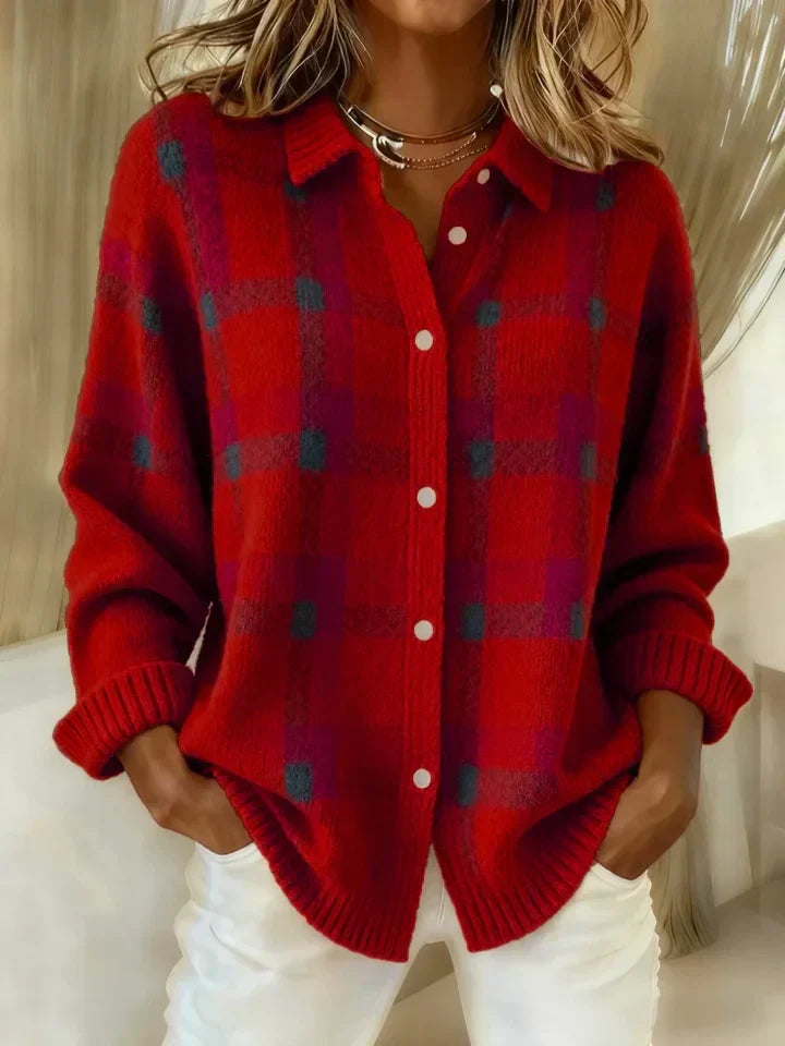Danique | Retro Contrast Plaid Sweater