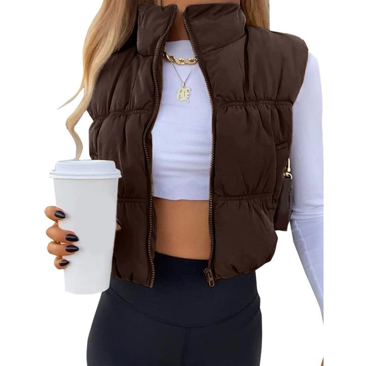 CAROLINE™ - Sleeveless Zip-Up Puffer Vest with Stand Collar