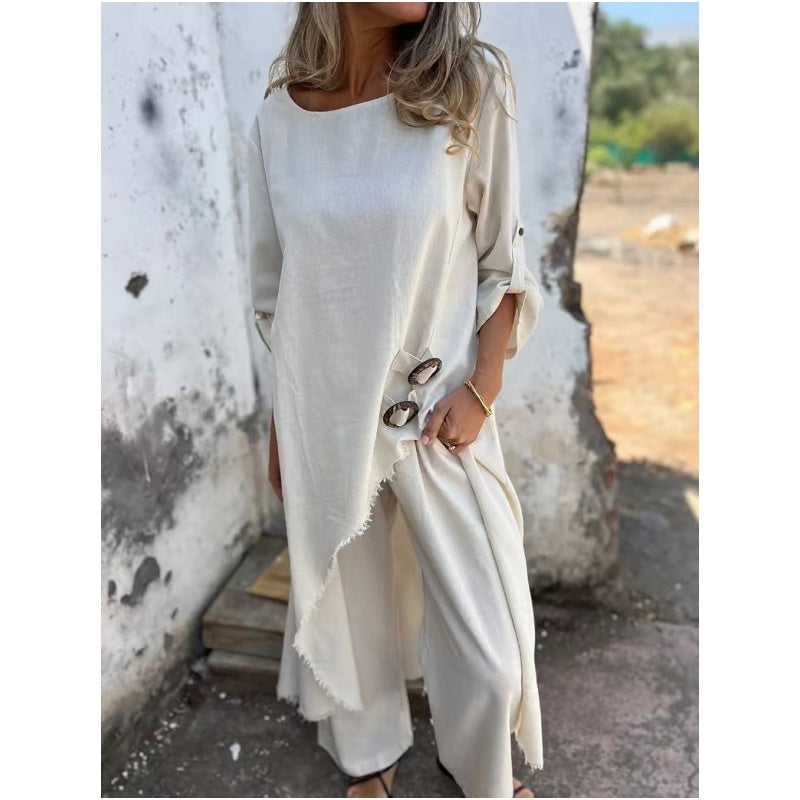 Velora | New Cotton-Linen Dress + Pants - Comfortable Two-Piece Set